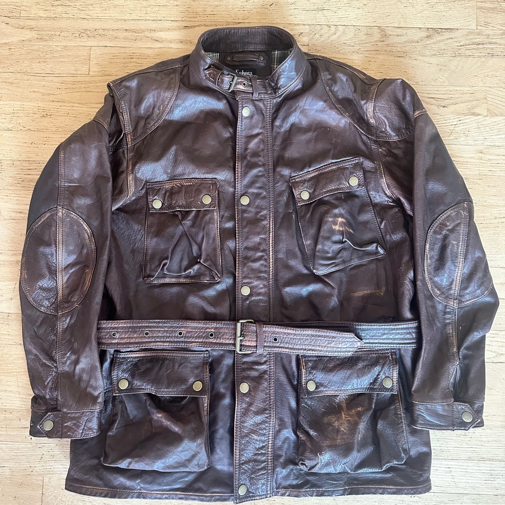Schott NYC Dark Brown Leather Motorcycle Field Jacket